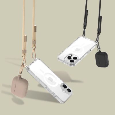 3. Etui Tech-Protect FlexAir Chain MagSafe na iPhone 16 Pro Max - przezroczyste + 2 smycze (czarna i szarobrązowa)