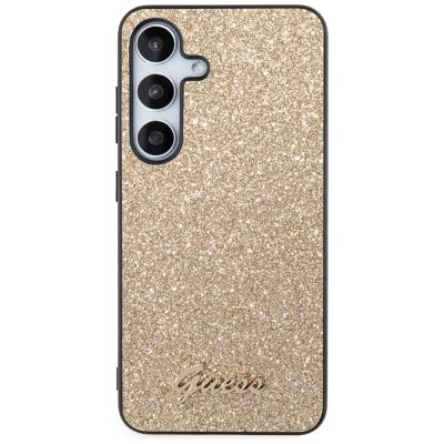3. Etui Guess Glitter Script na Samsung Galaxy S24 - złote