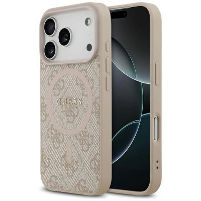Etui Guess 4G Ring Classic Logo MagSafe na iPhone 17 Pro - różowe