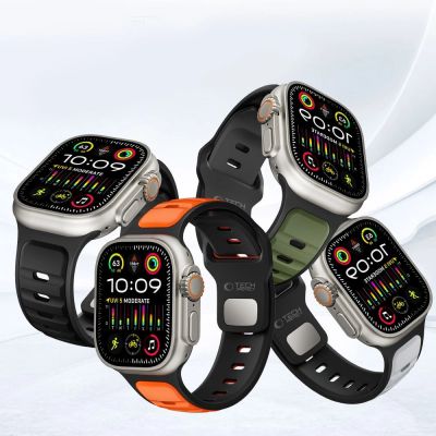 4. Pasek Tech-Protect IconBand Line na Apple Watch 44 / 45 / 46 / 49 mm - czarno-pomarańczowy