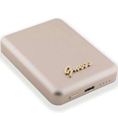 4. Powerbank indukcyjny Guess MagSafe Metal Script Logo 15W 5000mAh - złoty