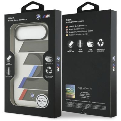 8. Etui BMW M IML Metal Buttons Tricolor Lines MagSafe na iPhone Air - szare