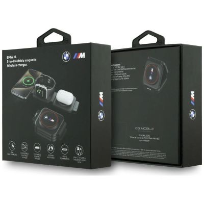 5. Ładowarka indukcyjna 3w1 BMW M Qi2 15W Print Logo - czerwona