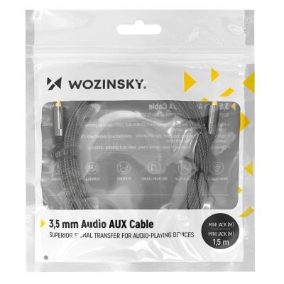 6. Wozinsky uniwersalny kabel mini jack 2x kabel AUX 2 m czarny
