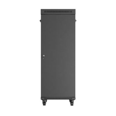 8. Szafa instalacyjna rack stojąca 19" 32U 600x1000 czarna drzwi przeszklone LCD Lanberg (flat pack)