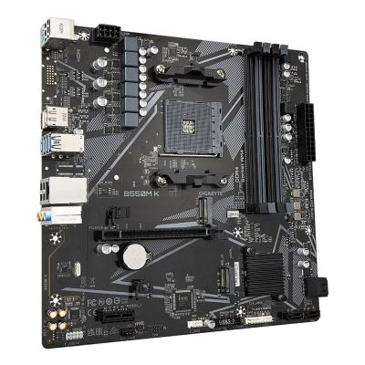 5. Płyta główna Gigabyte B550M K (AMD Ryzen 5000 Series AM4 CPUs, up to 4733MHz DDR4 (OC), 2xPCIe 3.0 M.2, GbE LAN, USB 3.2 Gen1)