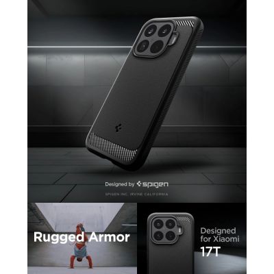 6. Etui Spigen Rugged Armor na Xiaomi 17T - czarne matowe