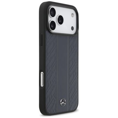4. Etui Mercedes Leather Laurel Leaves Stripes MagSafe na iPhone 17 Pro Max - niebieskie