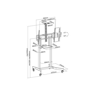 9. Uchwyt na stojak podłogowy Equip 55-100"/1TFT 120kg 1Półka lite Sprzedaż detaliczna (650633)