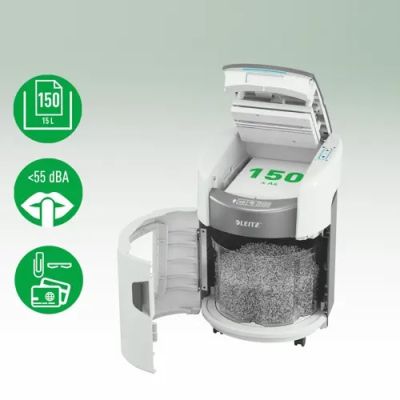 4. Niszczarka Leitz IQ Optimax AutoFeed 150, P4, 150 kartek, 15 l kosz