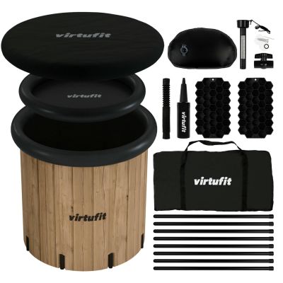 3. VIRTUFIT WANNA LODOWA XXL - 375 LITRÓW - IMITACJA DREWNA - Z AKCESORIAMI
