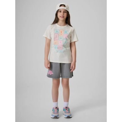 4. T-shirt regular z nadrukiem dziewczęcy 4F 4FJRAW26TTSHF4325-11S