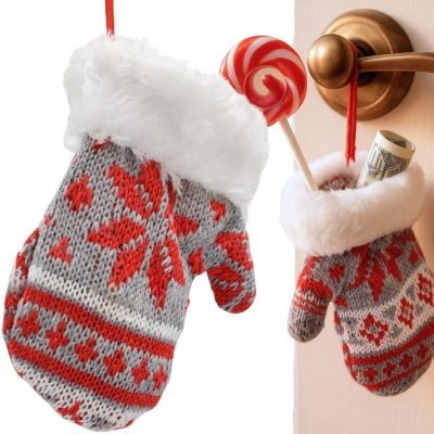 6. ZAWIESZKA RĘKAWICZKA NA PREZENTY 12CM SZARA