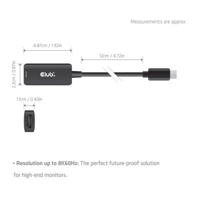 4. CLUB3D CAC-2505 adapter kablowy 0,12 m USB Type-C HDMI + USB Czarny