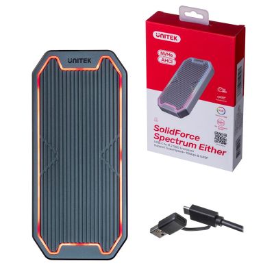 4. UNITEK OBUDOWA DYSKU USB-C M.2 SSD NVME/SATA, 10GBPS, RGB