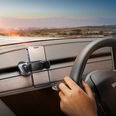 11. Uchwyt samochodowy elektryczny z panelem słonecznym do Tesla Model 3 / Y Baseus T-Space - czarny