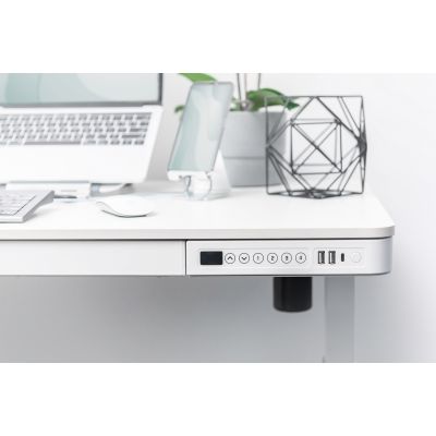 23. Digitus Biurko z elektryczną regulacją wysokości oraz stacją ładowania USB i szufladą