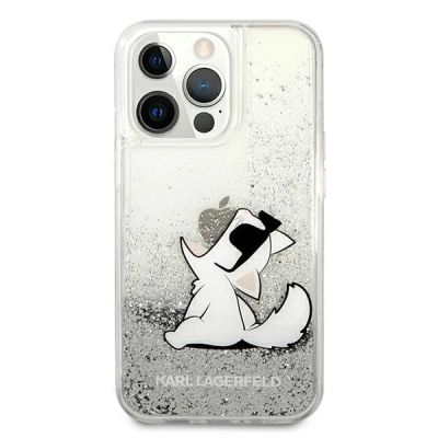 3. Etui Karl Lagerfeld Liquid Glitter Choupette Fun na iPhone 13 Pro Max 6,7" - srebrne