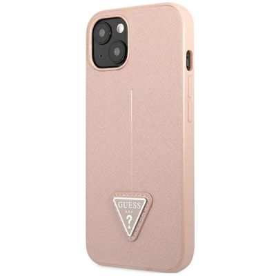 3. Etui Guess Saffiano Triangle Logo na iPhone 14 Plus - różowe