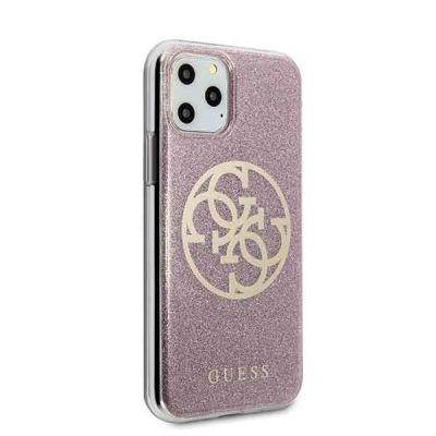 5. Etui Guess Glitter 4G Circle Hardcase na iPhone 11 Pro - różowe