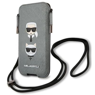 2. Torebka Karl Lagerfeld Saffiano Ikonik Karl&Choupette Head 6.7'' - szara