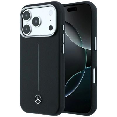 Etui Mercedes Leather Semi Wrap Iconic Line MagSafe na iPhone 18 Pro / 17 Pro - czarne
