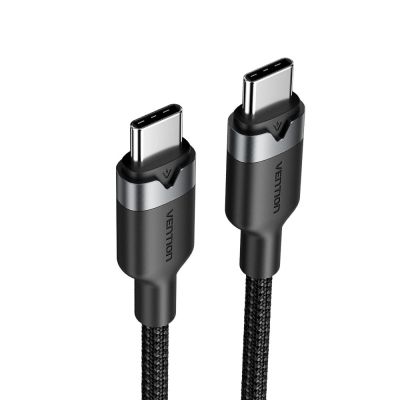 2. Kabel USB-C do USB-C Vention w oplocie 3A 480Mbps 60W PD 2m czarny
