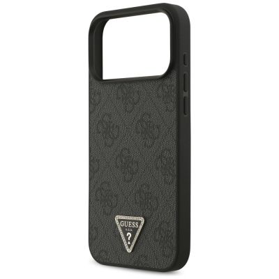 6. Etui Guess Leather 4G Triangle Strass MagSafe na iPhone 17 Pro Max / 18 Pro Max - czarne