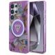 Etui Guess Glitter Flowers Triangle Buttons MagSafe na Samsung Galaxy S25 Ultra - fioletowe
