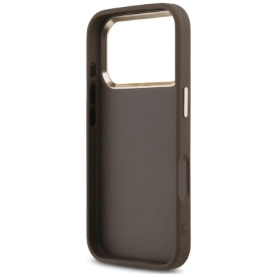8. Etui Guess 4G Strap 4G Classic Logo Metal Trims na iPhone 18 Pro / 17 Pro-  brązowe