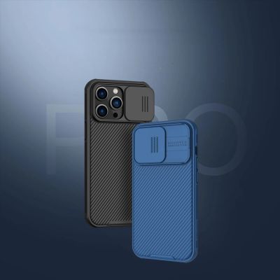 7. Nillkin CamShield Pro Case etui iPhone 14 Pro Max pancerny pokrowiec osłona na aparat kamerę niebieski