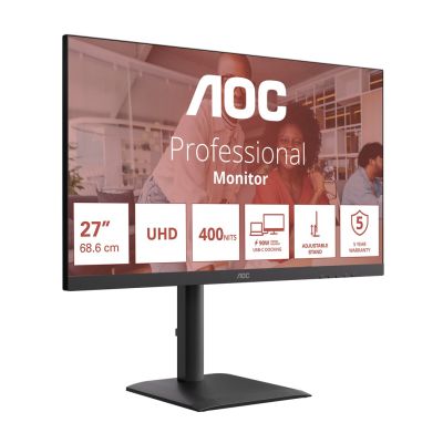 27. AOC E4 U27E4CV monitor komputerowy 68,6 cm (27") 3840 x 2160 px 4K Ultra HD LED Czarny