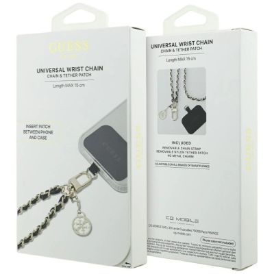 5. Pasek Guess Saffiano Chain 4G Charm - czarny