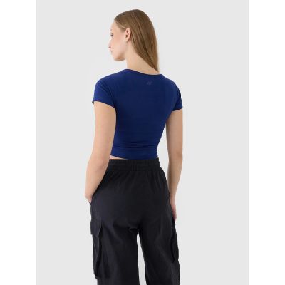 3. T-shirt crop top gładki damski 4F 4FRSS25TTSHF2695-31S