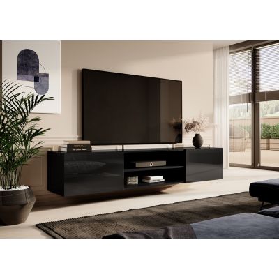 3. Szafka RTV SLIDE 200K 200x40xH37 cała w czarnym połysku