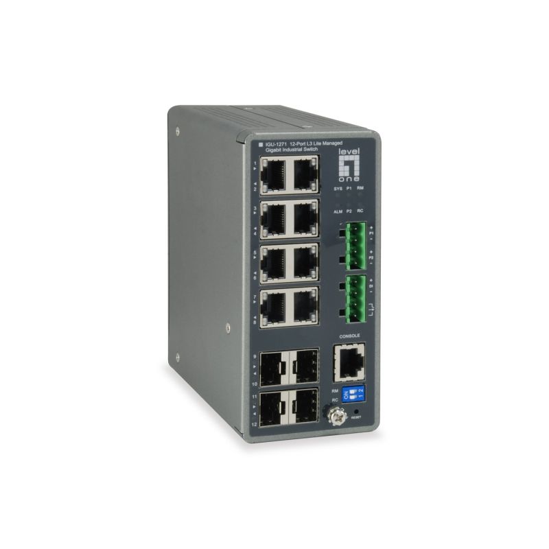 7. Przełącznik przemysłowy LevelOne 8xGE/4xSFP TURING zarządzany L3 1Gbps