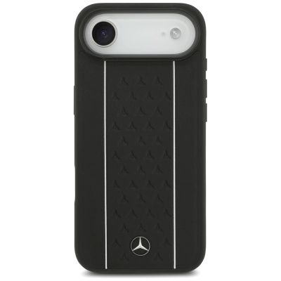 3. Etui Mercedes Leather Star Pattern Stripes MagSafe na iPhone Air - czarne