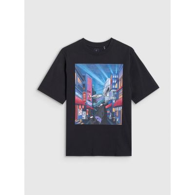 7. T-shirt oversize z nadrukiem chłopięcy 4F 4FJRAW25TTSHM3061-20S