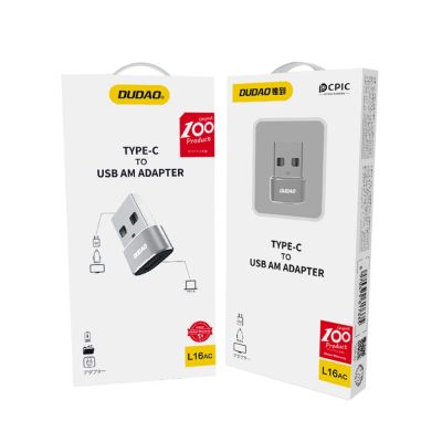 5. Dudao adapter przejściówka ze złącza USB Type-C na USB czarny (L16AC black)