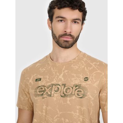 5. T-shirt regular z nadrukiem męski 4F 4FRAW25TTSHM3379-83A