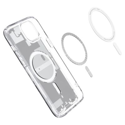 7. Etui Spigen Ultra Hybrid Mag z MagSafe na iPhone 15 Plus - białe (wzór Zero One)