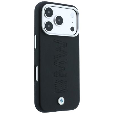 4. Etui BMW Sign Deboss Quilted Metal Logo MagSafe na iPhone 18 Pro Max - ciemnoszare