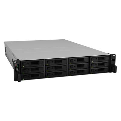 6. NAS Synology RS3618xs; 2U RACK; 12x (3.5" SATA HDD/2.5" SATA HDD); Intel Xeon D-1521; 8 GB DDR4 ECC UDIMM (max. 64GB), 4x 1GbE RJ-45