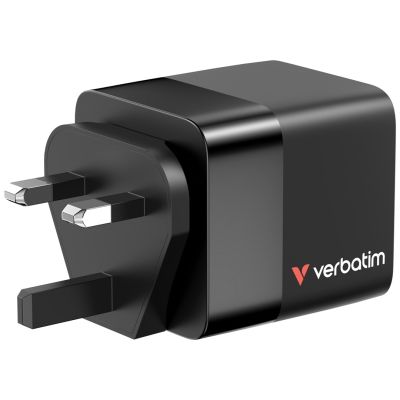 7. ładowarka Verbatim Gan 65W 2xUSB-C PD,1xUSB-A, retrac. Przewód 32217