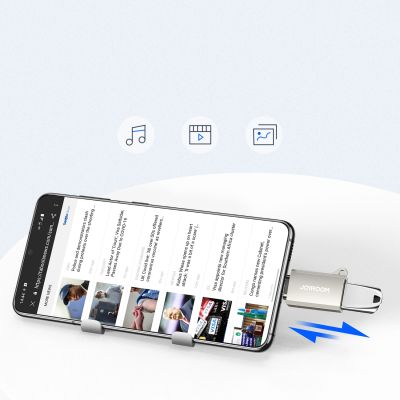5. Adapter Joyroom S-H151 USB-C (męski) / USB-A (żeński) z oczkiem na smycz - srebrny