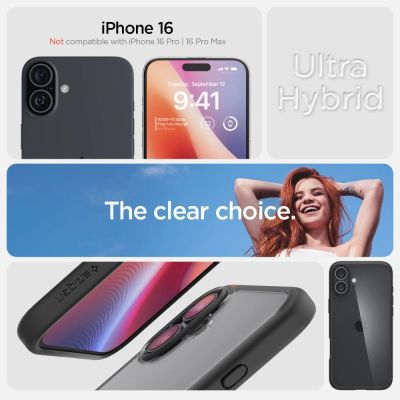 9. Etui Spigen Ultra Hybrid na iPhone 16 - czarny mat