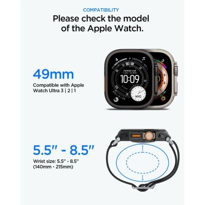 10. Pasek Spigen Lite Fit Pro + Szkło hartowane na wyświetlacz na Apple Watch Ultra 49 mm - czarny