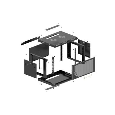 23. Szafa instalacyjna rack wisząca 19" 9U 600x600 czarna drzwi perforowane Lanberg (flat pack)