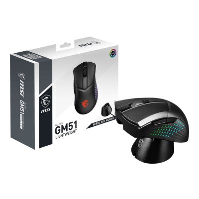 8. MSI CLUTCH GM51 LIGHTWEIGHT WIRELESS myszka Gaming Po prawej stronie RF Wireless + Bluetooth + USB Type-C Optyczny 26000 DPI