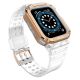 Pasek z etui ochronnym Protect Strap Band do Apple Watch 42 / 44 / 45 mm opaska obudowa pancerna - biały, różowe złoto